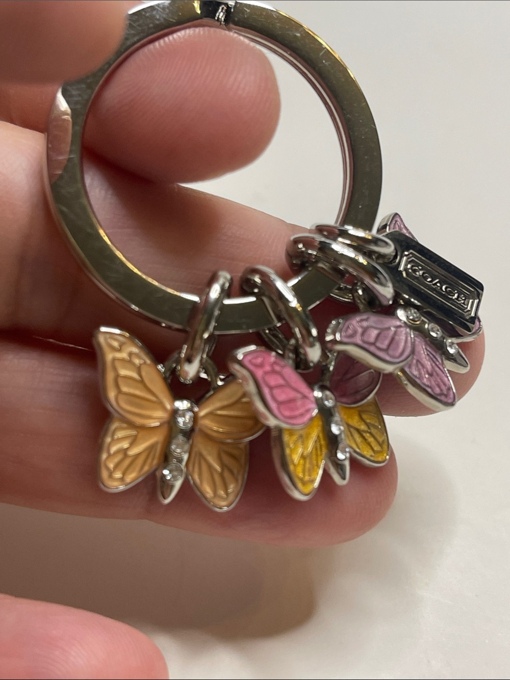 Coach Butterfly Charm Keyring with Yellow, Pink, Purple Charms and Coach Pen - Picture 6 of 7